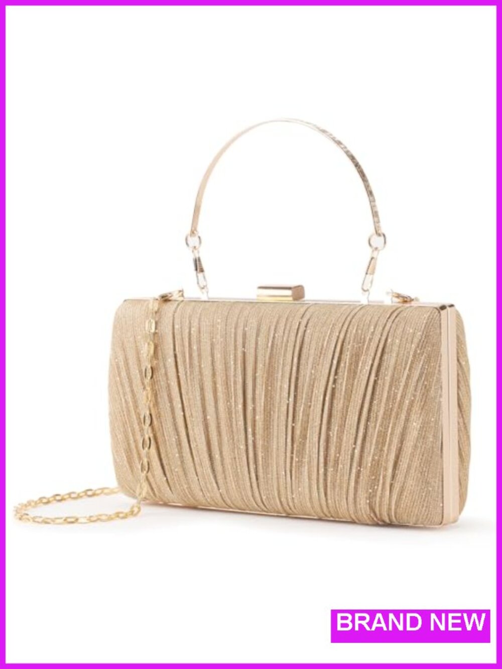 Evening Clutch Purse Pleated Women's Handbag with Detachable Chain Strap Prom